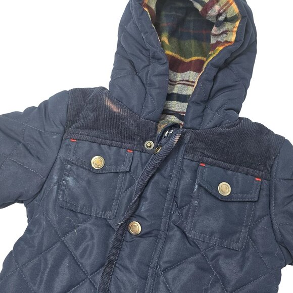 Baby Rothschild Quilted Snowsuit Navy 3/6M Hooded Winter One-Piece - Picture 1 of 9